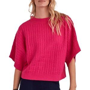 Ellen Tracy Fuchsia Pink Emma Short Sleeve Boxy Sweater M/L NWT